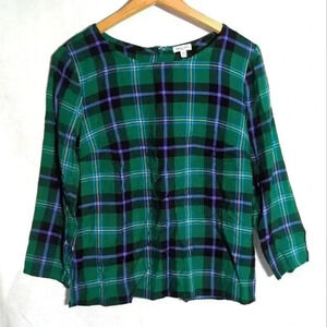 Splendid Green and Purple plaid Top sz S